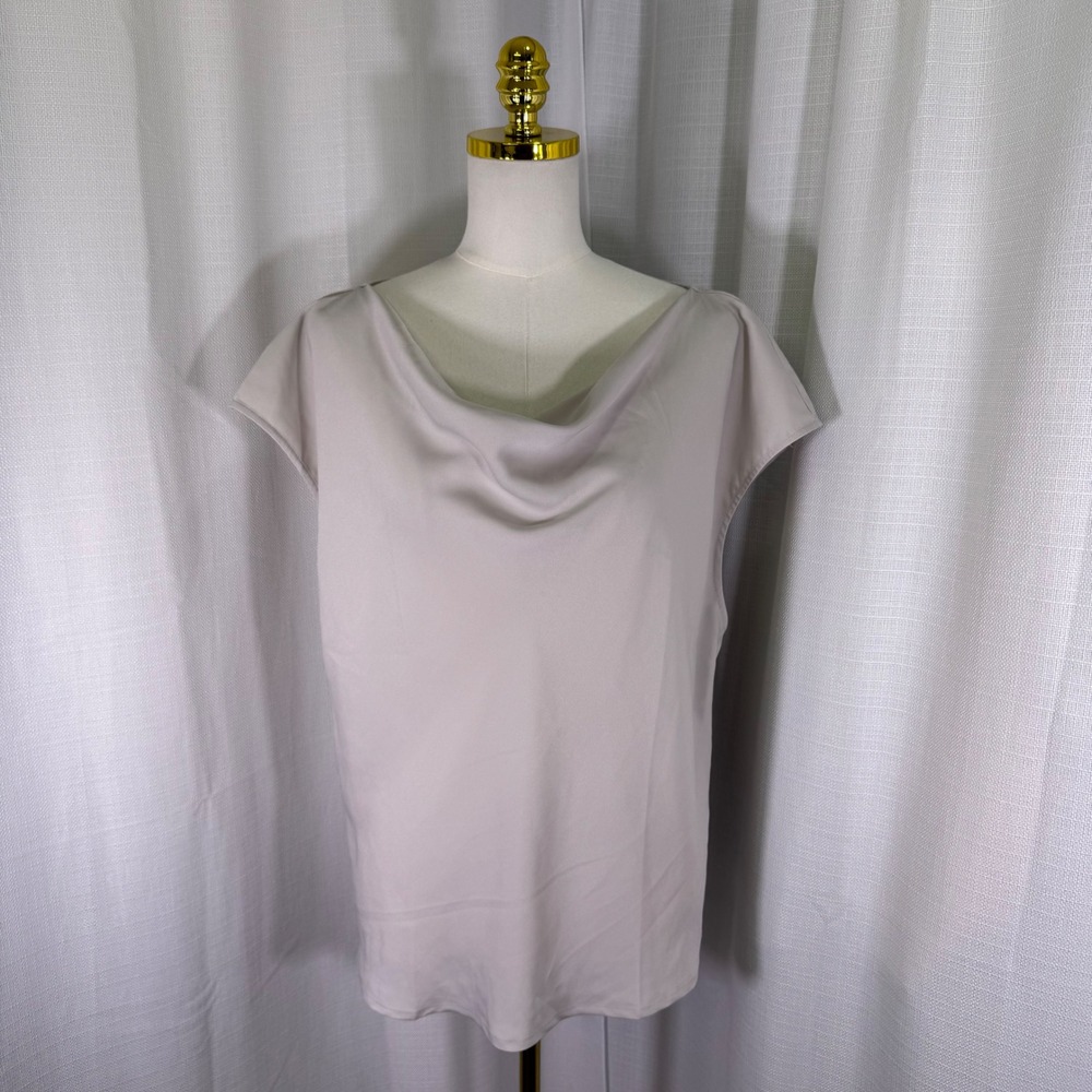 Banana Republic‎ Cowl Neck Blouse Women XL Grey Sleeveless Top